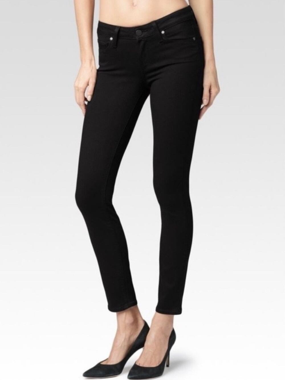 Women’s PAIGE Verdugo Crop Skinny Ankle Jeans Black Denim Size 27